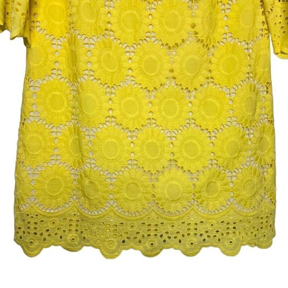 Lilly Pulitzer Mariella Dress Floral Scallop Eyelet Yellow Size 0 - Picture 7 of 12